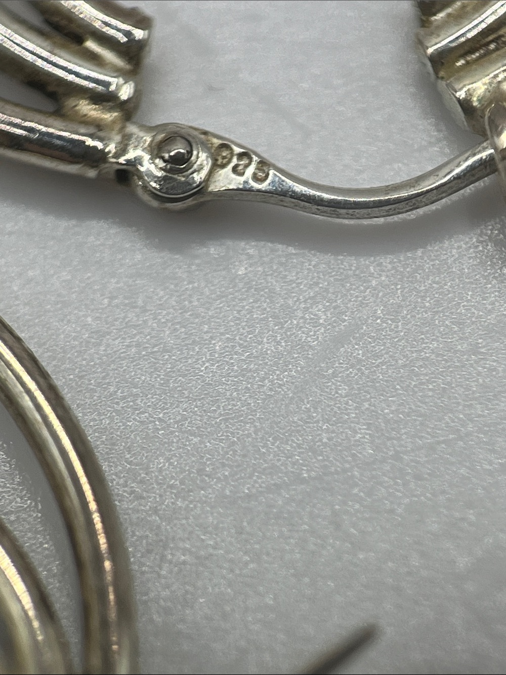 Vtg 925 Sterling Silver Three Layer Circle Hoop Earrings 4grams - Picture 6 of 8